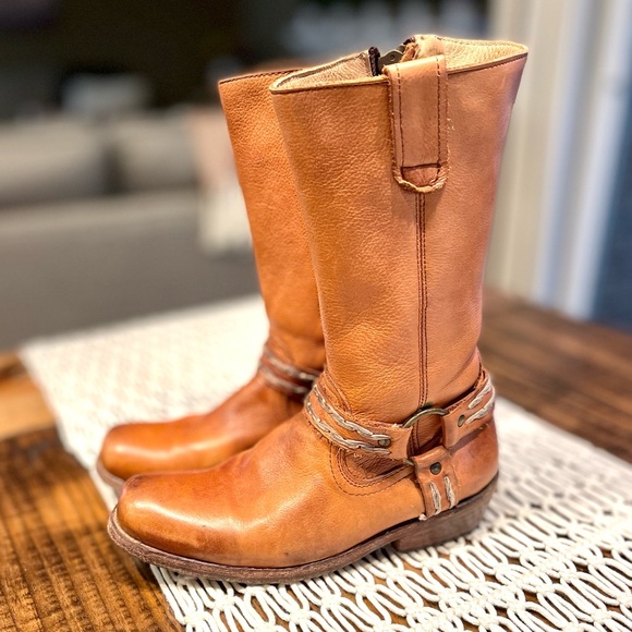 Bed Stu Women’s Harness Moto Cobbler Series Tan Brown Leather Boots - Picture 3 of 9